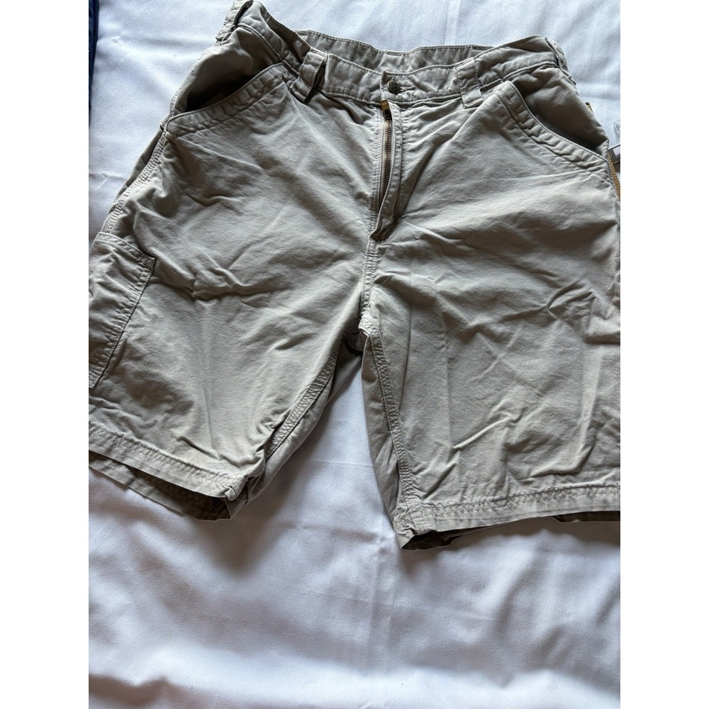 Carhartt Mens Beige Cargo Shorts Size 36 Regular Fit Canvas Outdoor Casual